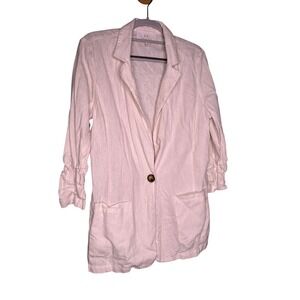H by Halston white linen one botton closure cardigan‎ sweater jacket